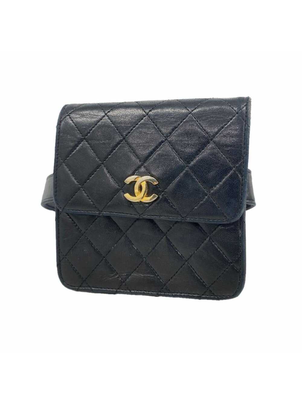 Chanel Waist Bag Quilted Lambskin Black Gold